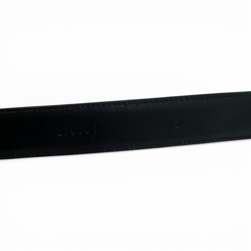 Prada Saffiano Leather Belt Black Silver Buckle Logo Size 44 - Picture 4 of 10